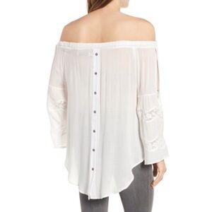 Billy T Off-The-Shoulder Button Back Gauze Blouse